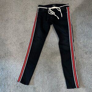 CHRISTOS NEW YORK The Track Jogger Black Jean Slim w/Red & Black Stripe Men's 30